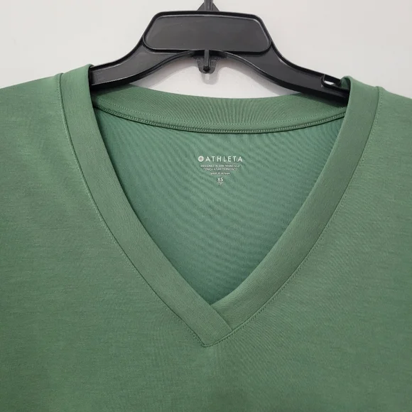 Athleta Seasoft Willow V Neckline Pullover Sweatshirt Green Modal Size XS Comfy - Picture 3 of 11